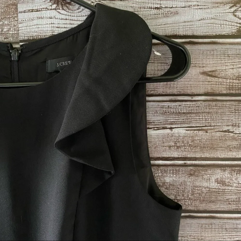 J Crew Women's Sleeveless Sheath Dress Size 4 Tall‎ Black 100% Wool Back Zipper